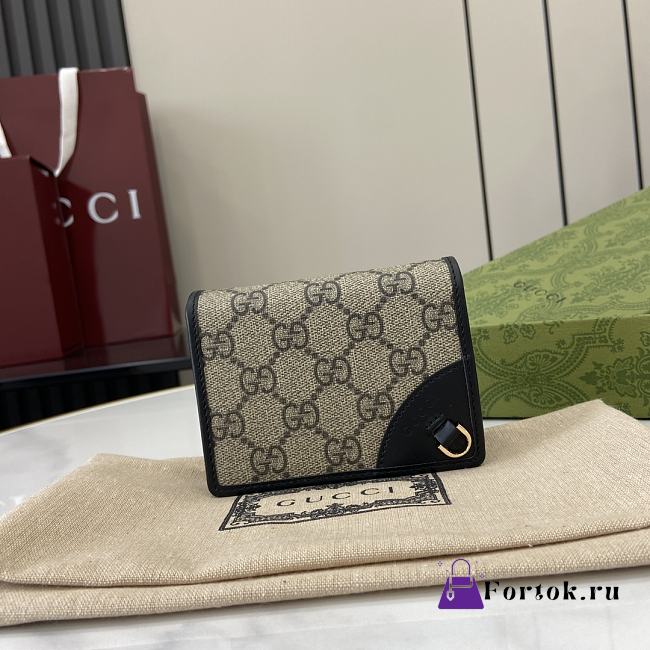 Fortok Gucci GG Emblem Mini Wallet Beige & Black 820692 11x8.5x3cm - 1