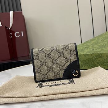 Fortok Gucci GG Emblem Mini Wallet Beige & Black 820692 11x8.5x3cm