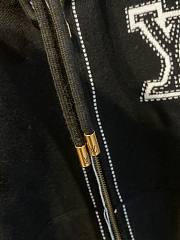 Fortok Louis Vuitton Logo Zipper Hooded Long-sleeved Jacket Black - 3