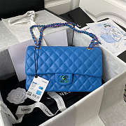 Fortok Chanel Dark Blue Rainbow Quilted Lambskin Medium Classic Double Flap Bag 25cm - 1