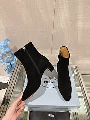 Fortok Prada Velvet Ankle Boots Black  - 2