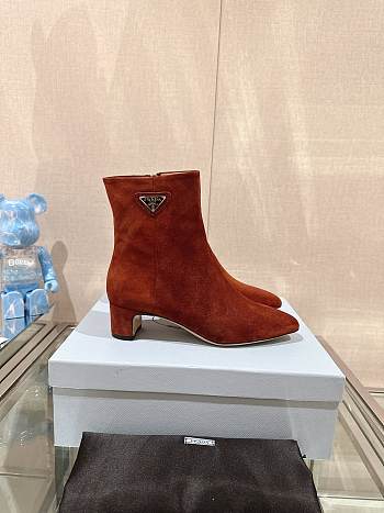 Fortok Prada Velvet Ankle Boots Brown