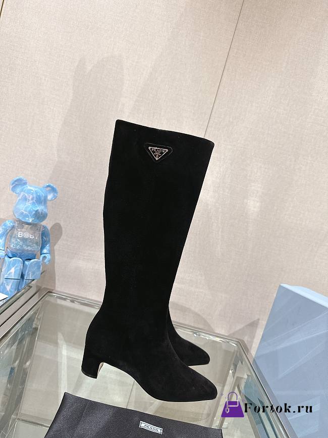 Fortok Prada Velvet Long Boots Black - 1