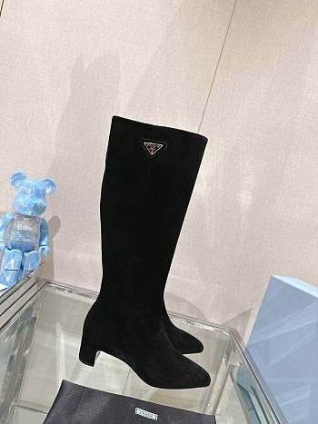 Fortok Prada Velvet Long Boots Black