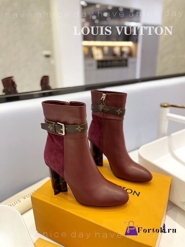 Fortok Louis Vuitton Burgundy Idylle Ankle Boot  - 1