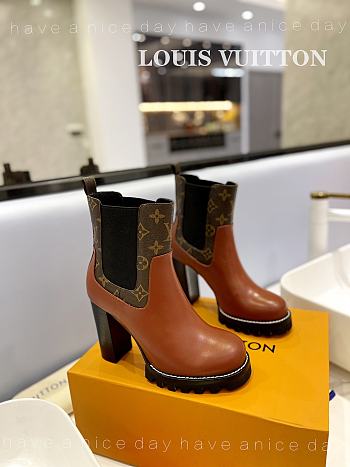 Fortok Louis Vuitton Dark Brown Square Toe Boot