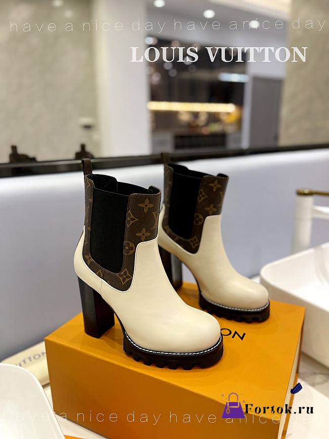 Fortok Louis Vuitton White Square Toe Boot - 1