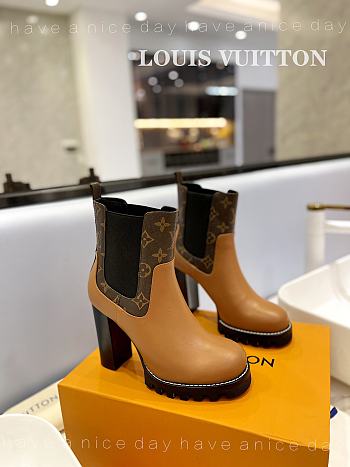 Fortok Louis Vuitton Brown Square Toe Boot
