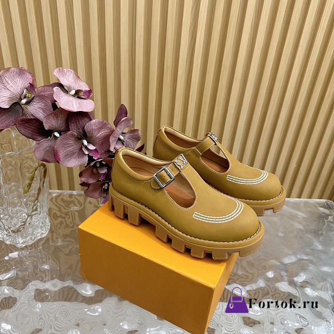 Fortok Louis Vuitton Checker Mary Jane Shoes Brown - 1