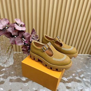 Fortok Louis Vuitton Checker Mary Jane Shoes Brown