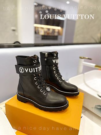 Fortok Louis Vuitton Flat Rangers Boots Black
