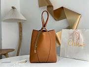 Fortok Chloe Spin Tote Bag In Brown Grained Leather 27x30x14cm - 1