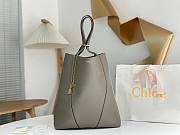 Fortok Chloe Spin Tote Bag In Grey Grained Leather 27x30x14cm - 1
