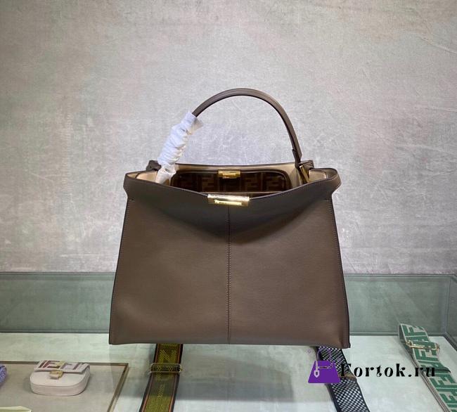 Fortok Fendi Peekaboo X-lite Bag Taupe Velvet Leather 42x12x32cm - 1