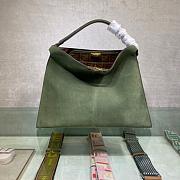 Fortok Fendi Peekaboo X-lite Bag Green Velvet Leather 42x12x32cm - 1