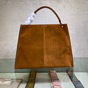 Fortok Fendi Peekaboo X-lite Bag Brown Velvet Leather 42x12x32cm - 3