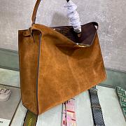 Fortok Fendi Peekaboo X-lite Bag Brown Velvet Leather 42x12x32cm - 6