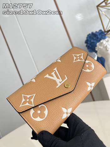 Fortok Louis Vuitton Emilie Wallet Biocolor Biege & Brown M12757 19x10x2cm