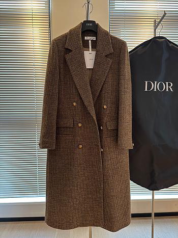 Fortok Dior Wool Plaid Coat Brown