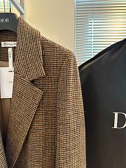Fortok Dior Wool Plaid Coat Brown - 5