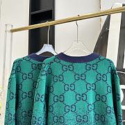 Fortok Gucci Gradient Double G Wool Jacquard Cardigan Blue & Green - 6