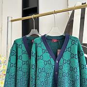 Fortok Gucci Gradient Double G Wool Jacquard Cardigan Blue & Green - 5