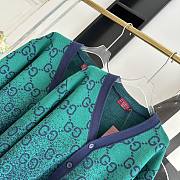 Fortok Gucci Gradient Double G Wool Jacquard Cardigan Blue & Green - 2