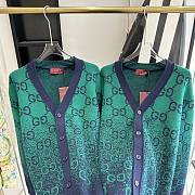 Fortok Gucci Gradient Double G Wool Jacquard Cardigan Blue & Green - 4