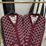 Fortok Gucci Reversible GG Wool Jacquard Cardigan Red & White - 6
