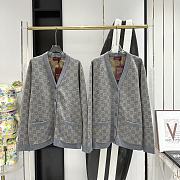 Fortok Gucci Reversible GG Wool Jacquard Cardigan Grey & Biege  - 1