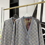 Fortok Gucci Reversible GG Wool Jacquard Cardigan Grey & Biege  - 5