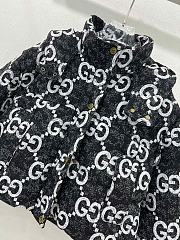 Fortok Gucci Double G Letter Jacquard Hooded Down Jacket Black & White  - 2