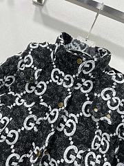 Fortok Gucci Double G Letter Jacquard Hooded Down Jacket Black & White  - 3
