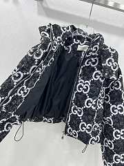 Fortok Gucci Double G Letter Jacquard Hooded Down Jacket Black & White  - 4