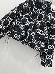 Fortok Gucci Double G Letter Jacquard Hooded Down Jacket Black & White  - 6