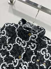 Fortok Gucci Double G Letter Jacquard Hooded Down Jacket Black & White  - 5