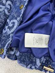 Fortok Gucci Double G Letter Jacquard Hooded Down Jacket Blue & White - 6