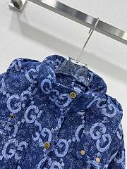 Fortok Gucci Double G Letter Jacquard Hooded Down Jacket Blue & White - 4
