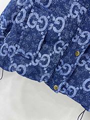 Fortok Gucci Double G Letter Jacquard Hooded Down Jacket Blue & White - 2
