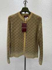 Fortok Gucci 2024 Jacquard Rhinestone Knitted Cardigan - 1