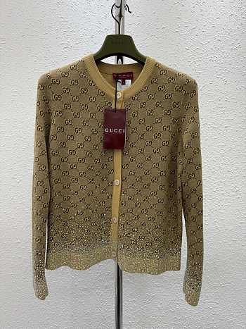 Fortok Gucci 2024 Jacquard Rhinestone Knitted Cardigan