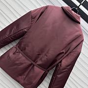 Fortok Gucci Lapel Belt Padded Gabardine Jacket Burgundy - 5