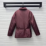 Fortok Gucci Lapel Belt Padded Gabardine Jacket Burgundy - 2