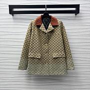 Fortok Gucci Embroidered GG Canvas Coat Beige & Dark Brown  - 1
