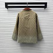 Fortok Gucci Embroidered GG Canvas Coat Beige & Dark Brown  - 2