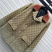 Fortok Gucci Embroidered GG Canvas Coat Beige & Dark Brown  - 5