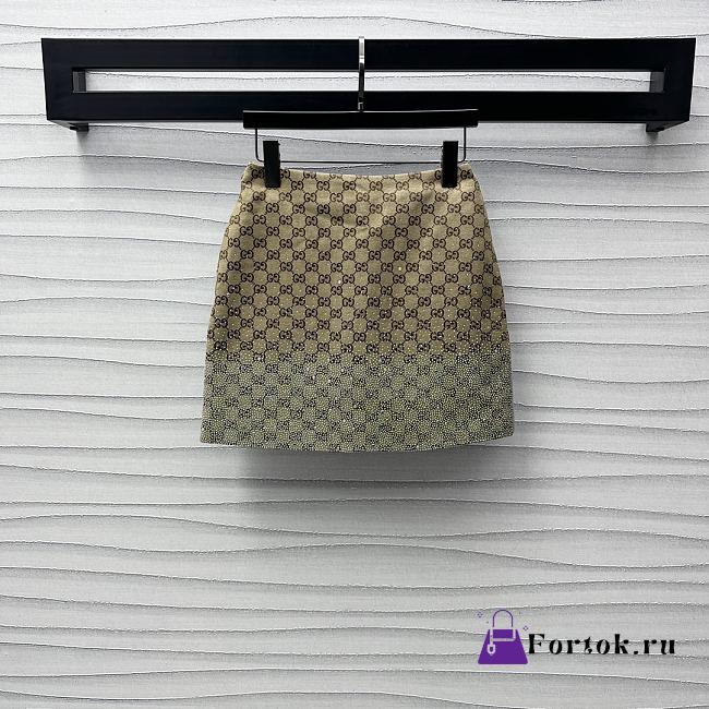 Fortok Gucci Embroidered GG Canvas Skirt  - 1