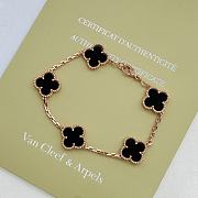 Fortok Van Cleef & Arpels Black Four-leaf Clover Bracelet in Gold/Rose Gold - 5