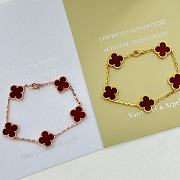 Fortok Van Cleef & Arpels Red Four-leaf Clover Bracelet in Gold/Rose Gold - 1