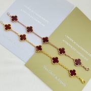 Fortok Van Cleef & Arpels Red Four-leaf Clover Bracelet in Gold/Rose Gold - 5